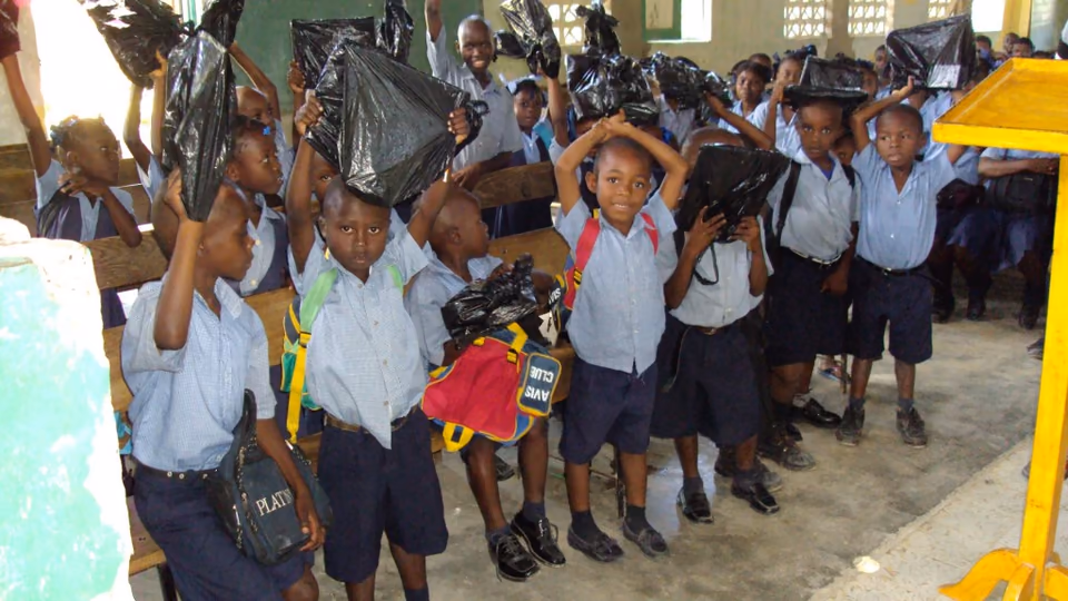 Haitian children receiving support